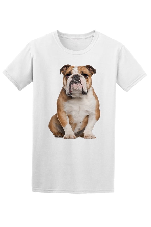 English Bulldog Chubby Sitting T-Shirt Men -Image by Shutterstock, Male 3X-Large