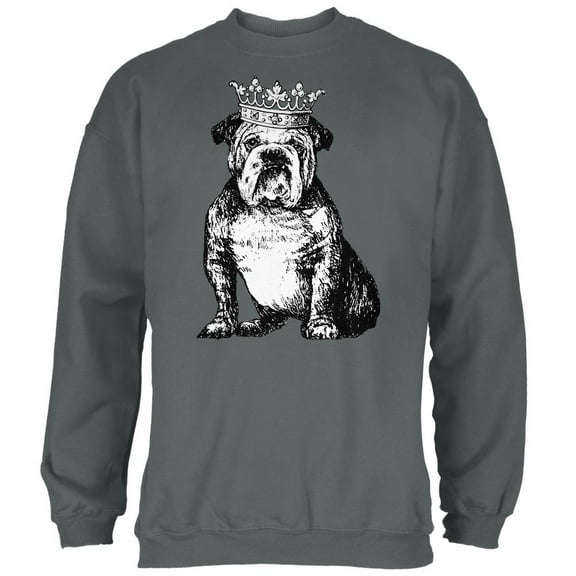 English Bulldog Crown Mens Sweatshirt Charcoal MD