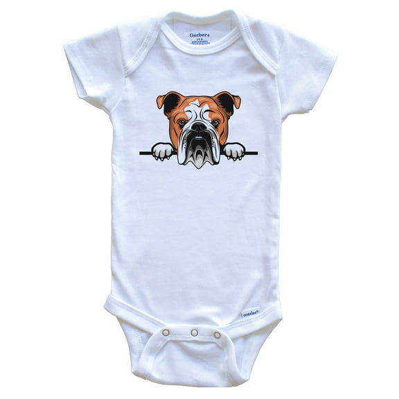 English Bulldog Dog Breed Cute Baby Bodysuit, 0-3 months white