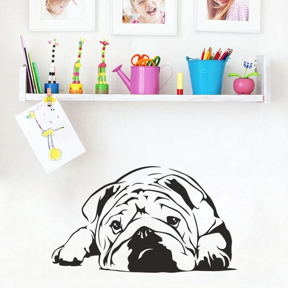 English Bulldog Dog Wall Sticker Pet Veterinary Grooming Salon Vinyl Wall Decals Art Mural Children Kids Room Home Decor Poster 42x28cm