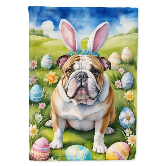 English Bulldog Easter Egg Hunt House Flag 28 in x 40 in