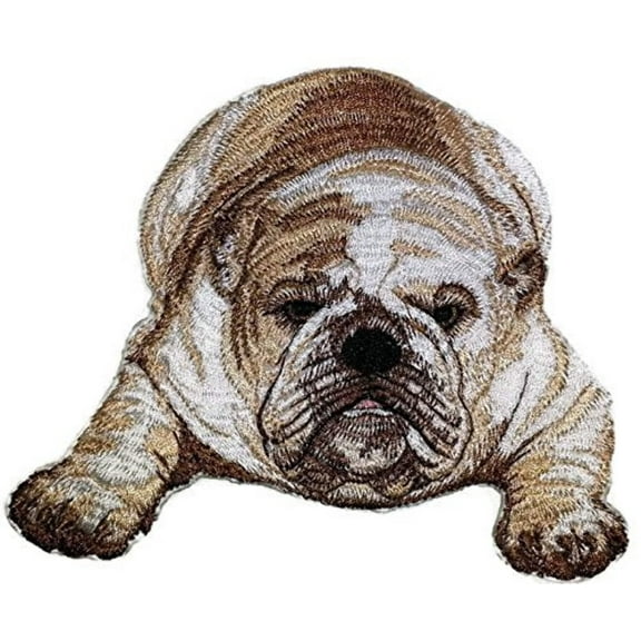 English Bulldog Embroidery Iron On/Sew Patch [5.16" x 4.54"]