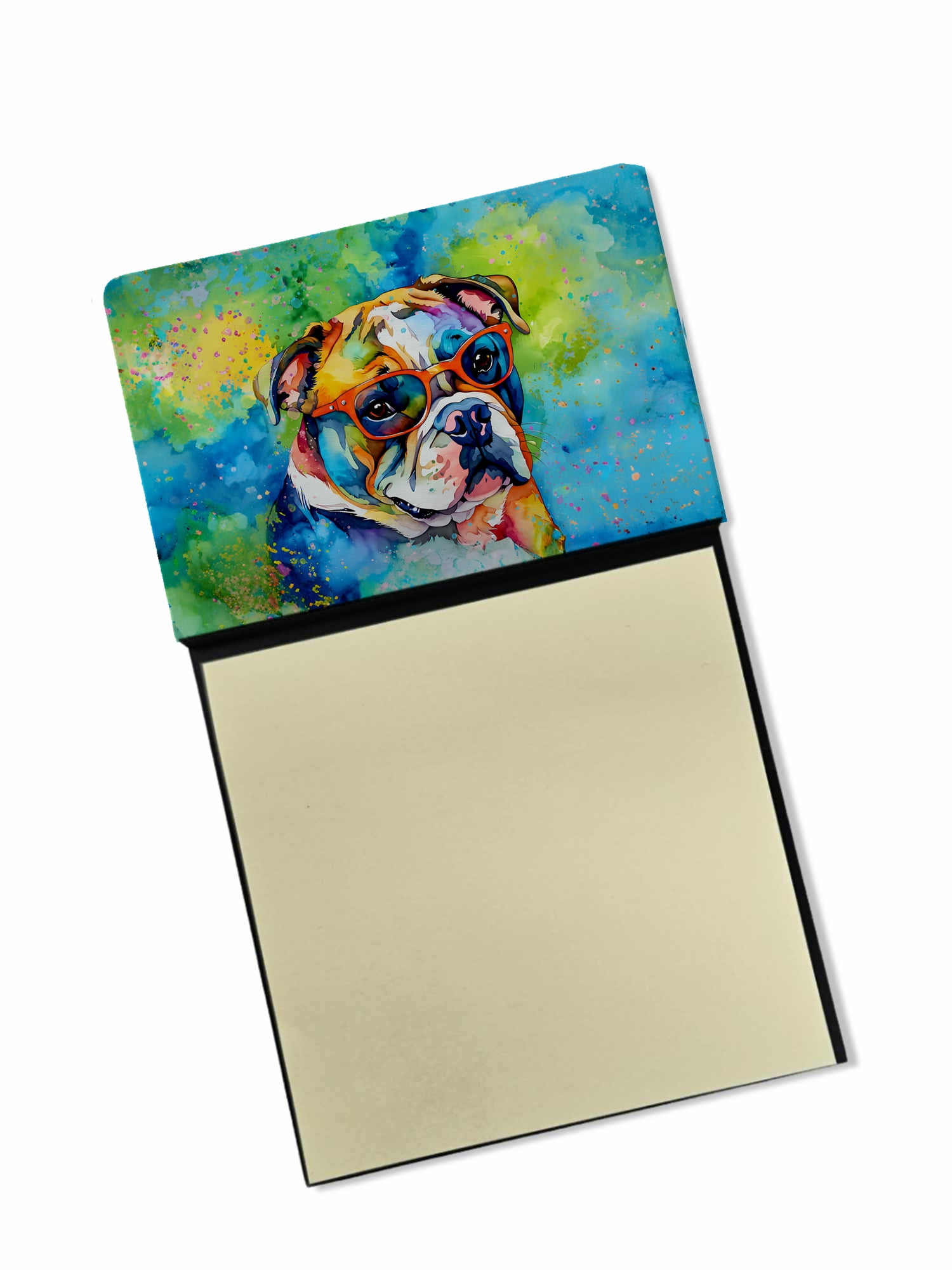English Bulldog Hippie Dawg Sticky Note Holder 3.25 in x 5.25 in