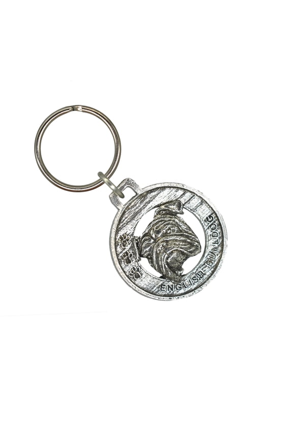 English Bulldog Keychain, D072KC, 1 1/2 Inch, Dog, Bully, Pet, Metal, Pet, Gift, Handcrafted in the USA, Multiple Breed Designs Available, 100% American Made