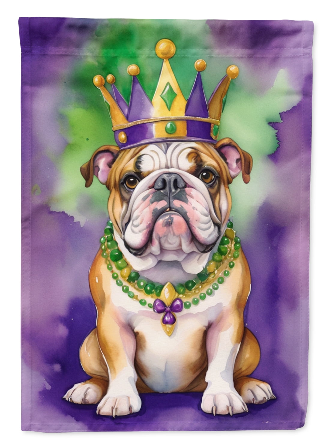 English Bulldog King of Mardi Gras House Flag 28 in x 40 in