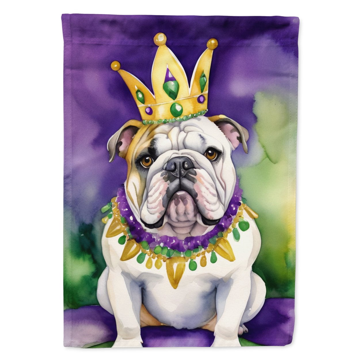 English Bulldog King of Mardi Gras House Flag 28 in x 40 in