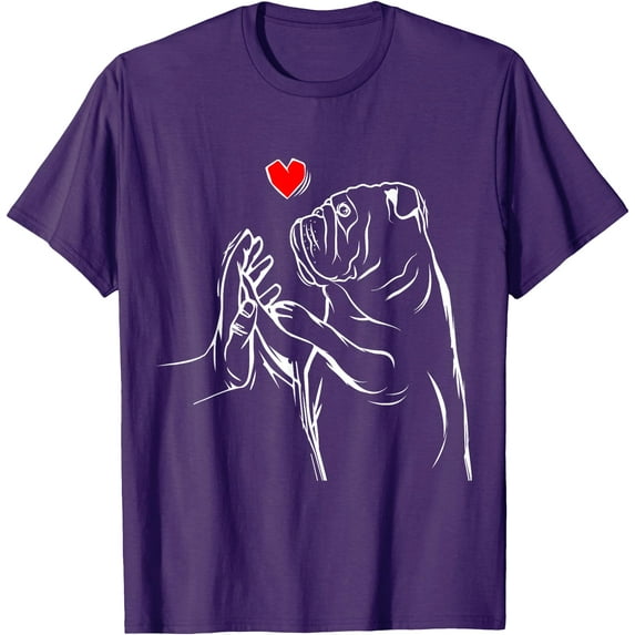 English Bulldog Love Heart Gift Idea Softstyle Unisex T-Shirt,Purple Color,Size YXS