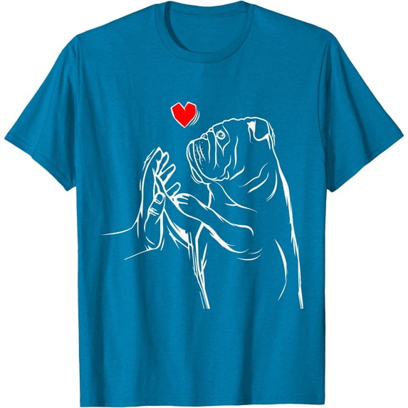 English Bulldog Love Heart Gift Idea Softstyle Unisex T-Shirt,Sapphire Color,Size XL