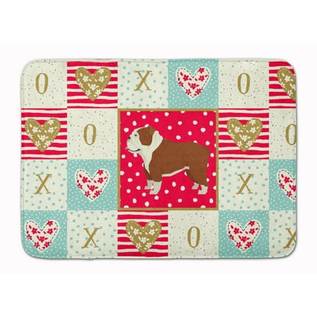 English Bulldog Love Machine Washable Memory Foam Mat
