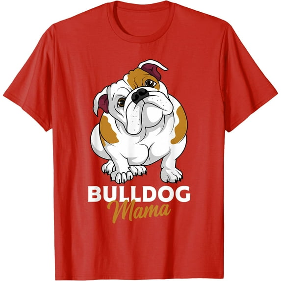 English Bulldog Mama Cute Dog Mom Funny Gift Softstyle Unisex T-Shirt,Red Color,Size 3T