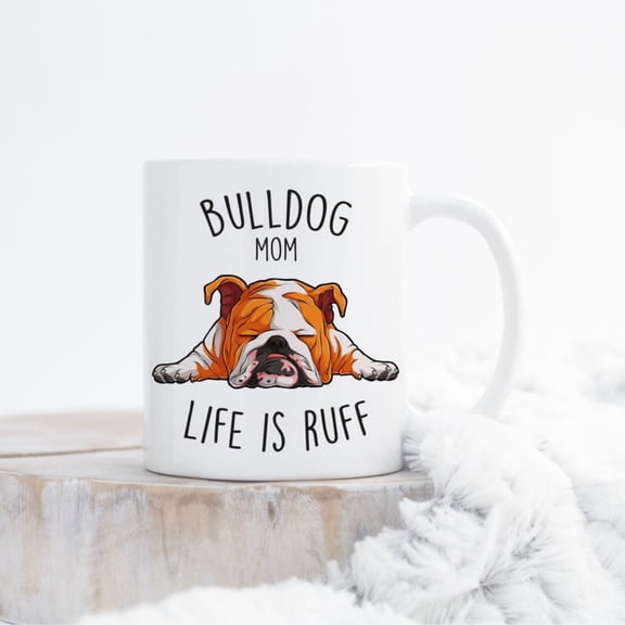 English Bulldog Mom Coffee Mug, Cute Red and White Bulldog Gift, Dog Lover, Funny Gift Her, Bulldog Mom, Dog Cup.