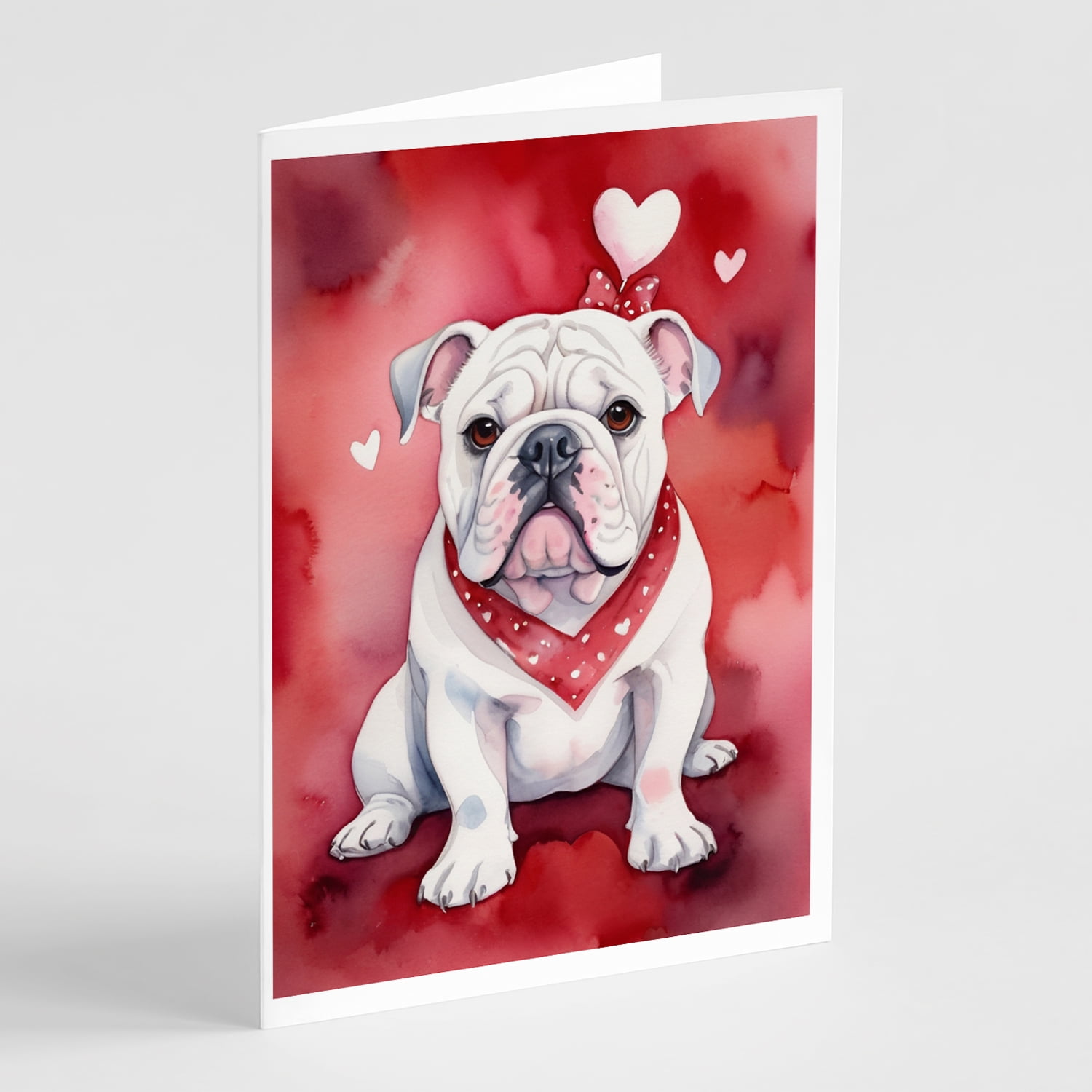 English Bulldog My Valentine Greeting Cards Pack of 8 7 in x 5 in
