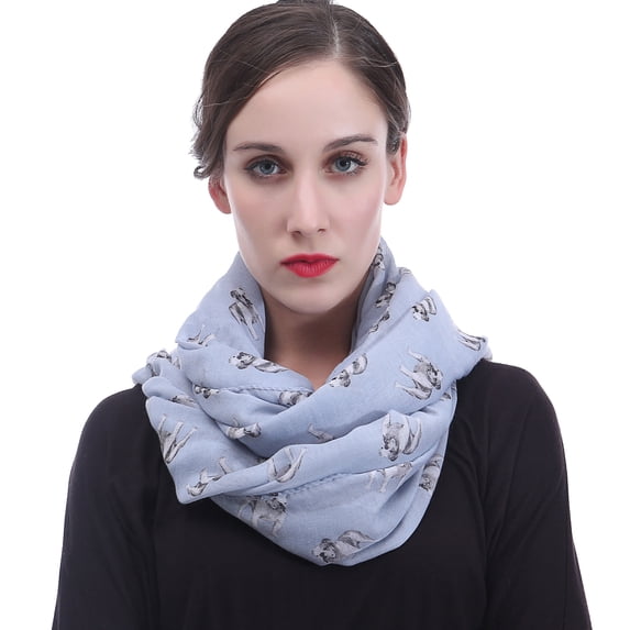 English Bulldog Print Women's Infinity Scarf Lightweight, Dog Lover Gift