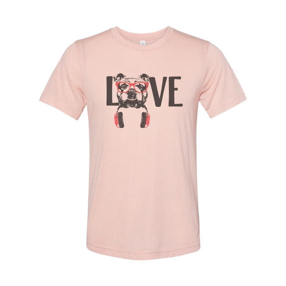 "English Bulldog Shirt, Love English Bulldog, Unisex, Soft Bella Canvas, Bulldog Owner, English Bulldog Mom, Dog Dad, Dog Mom, Fur Baby Tee, Peach, LARGE"
