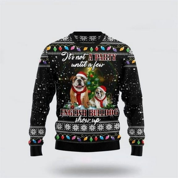 English Bulldog Show Up Christmas Sweater – Pet Lover Christmas Sweater