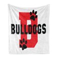 thumbnail image 1 of English Bulldog Soft Flannel Fleece Blanket, Paw Print Silhouette and Giant B Letter Background Custom Logo Design, Cozy Plush for Indoor and Outdoor Use, 50" x 70", Red Black White, by Ambesonne, 1 of 5