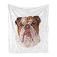 thumbnail image 1 of English Bulldog Soft Flannel Fleece Blanket, Polygonal Bulldog Design with Geometric Triangles Abstract Animal Drawing, Cozy Plush for Indoor and Outdoor Use, 50" x 60", Brown Beige, by Ambesonne, 1 of 5