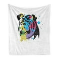 thumbnail image 1 of English Bulldog Soft Flannel Fleece Blanket, Bulldog Portrait with Rainbow Style Color Splashes Simplistic Animal Design, Cozy Plush for Indoor and Outdoor Use, 70" x 90", Multicolor, by Ambesonne, 1 of 6