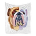 thumbnail image 1 of English Bulldog Soft Flannel Fleece Throw Blanket, Bicolor Cartoon Style Bulldog Portrait Abstract Animal Design, Cozy Plush for Indoor and Outdoor Use, 50" x 70", Brown Pale Muave Pink, by Ambesonne, 1 of 5
