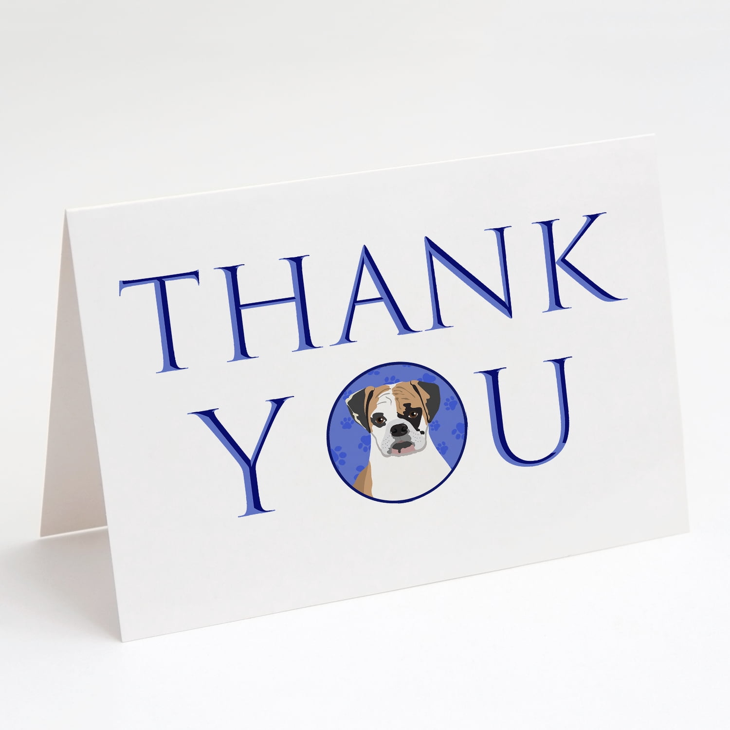 English Bulldog Tricolor #2 Thank You Greeting Cards and Envelopes Pack of 8 7 in x 5 in