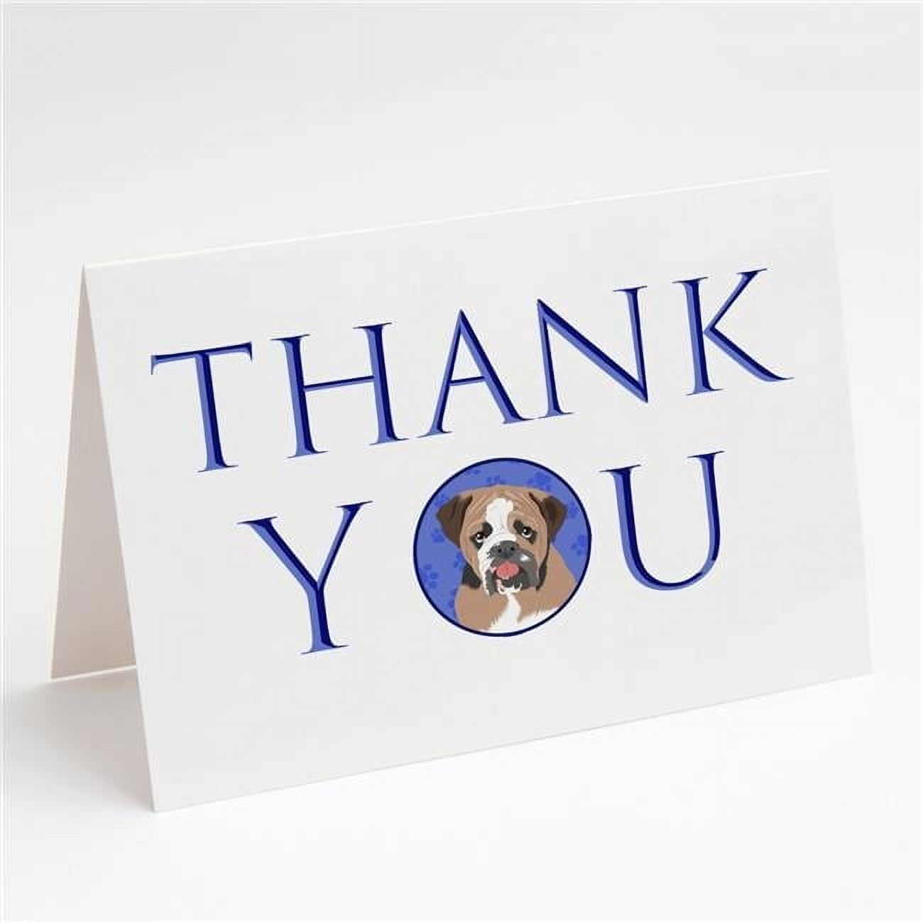 English Bulldog Tricolor #4 Thank You Greeting Cards and Envelopes Pack of 8 7 in x 5 in