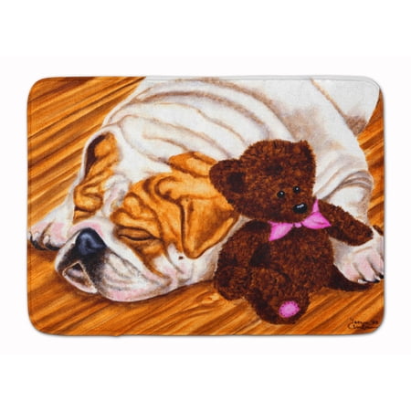 English Bulldog and Teddy Bear Machine Washable Memory Foam Mat