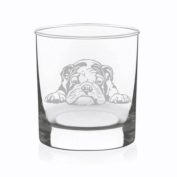 C&M Personal Gifts 11 oz English Bulldog Whiskey Rocks Glass