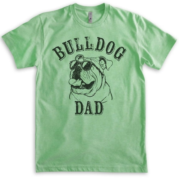 English Bullog Dad T-shirt, Unisex Men's Shirt, English Bulldog Owner, Cool Dog Dad Gift, Heather Apple Green, Large