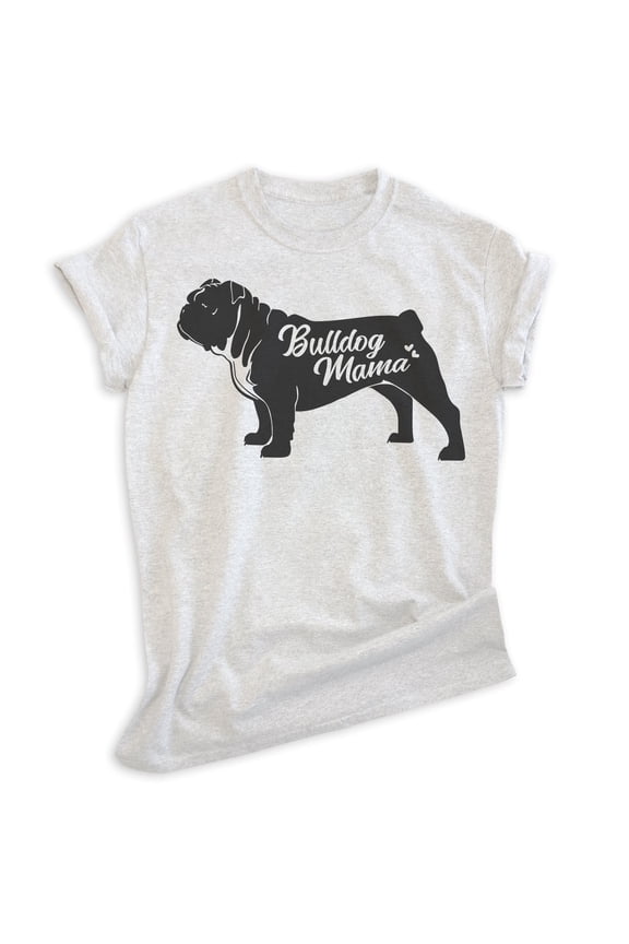 English Bullog Mama T-shirt, Unisex Women's Shirt, English Bulldog Owner, Cool Dog Mom Gift, Heather Ash, Large