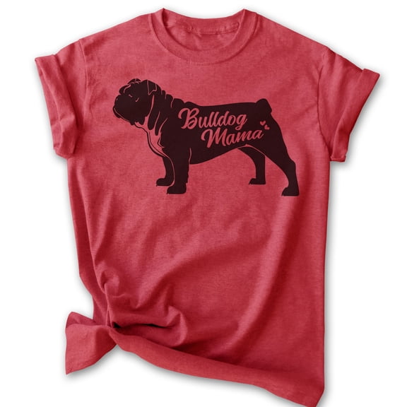 English Bullog Mama T-shirt, Unisex Women's Shirt, English Bulldog Owner, Cool Dog Mom Gift, Heather Red, X-Large