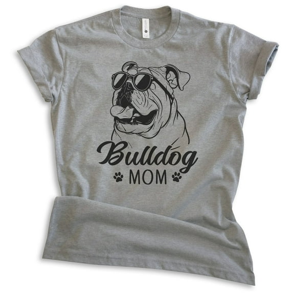 English Bullog Mom T-shirt, Unisex Women's Shirt, English Bulldog Owner, Cool Dog Mom Gift, Dark Heather Gray, X-Large