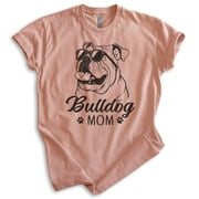 English Bullog Mom T-shirt, Unisex Women's Shirt, English Bulldog Owner, Cool Dog Mom Gift, Heather Sunset, Medium