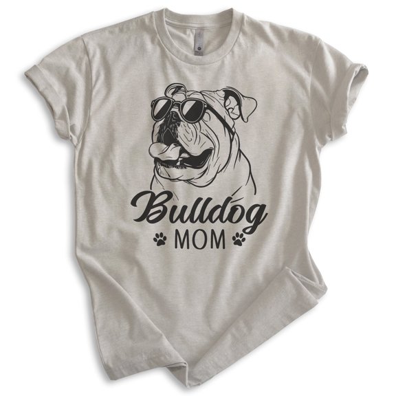 English Bullog Mom T-shirt, Unisex Women's Shirt, English Bulldog Owner, Cool Dog Mom Gift, Light Silk Gray, Large