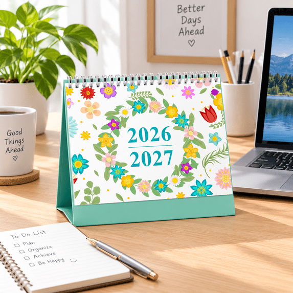 English Calendar,Daily Office Planner,Customized Desk Calendar,Desktop Schedule and Planning Organizer 8.07*7.01*3.15IN
