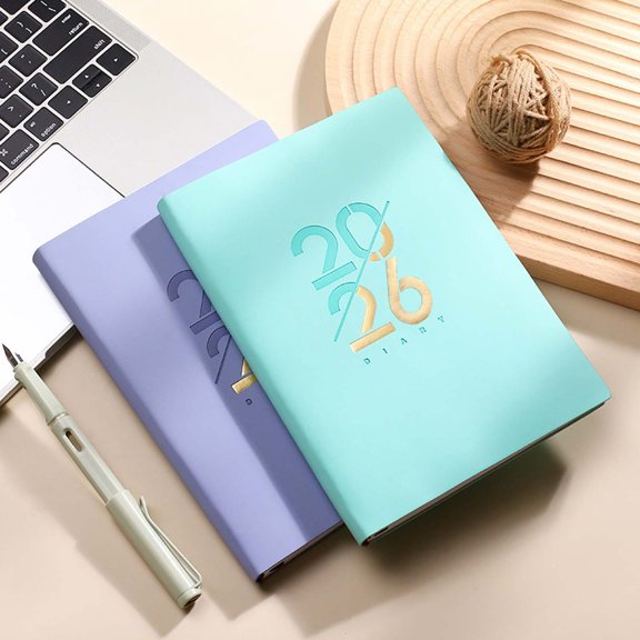 English Calendar Planner Soft Leather Daily Plan Organizer for Professional Scheduling and Personal Time Management Sopatenor