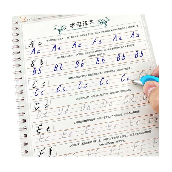 English Calligraphy Copybook with Groove Design Letters and Words Practice Book 10.3x7.5 Inch