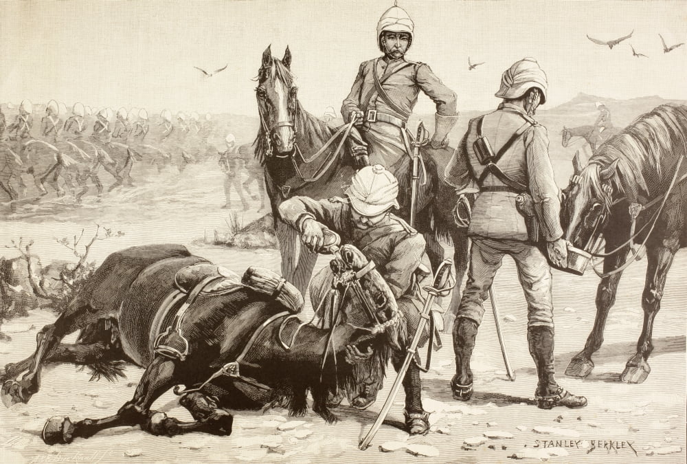 English Cavalry Watering Their Horses During The Mahdist War Sudan In The 1880S From A 19Th Century Illustration Canvas Art - Ken Welsh Design Pics (17 x 12)