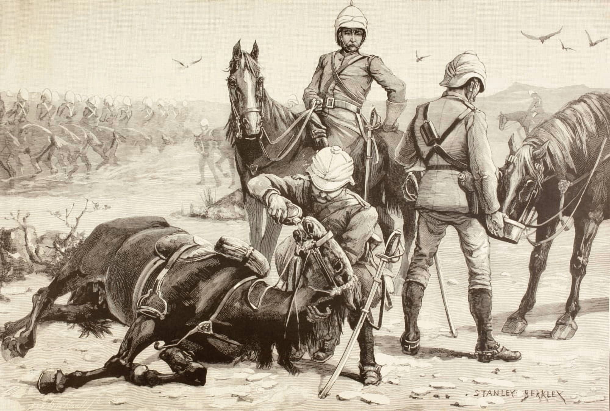 English Cavalry Watering Their Horses During The Mahdist War Sudan In The 1880S From A 19Th Century Illustration Canvas Art - Ken Welsh Design Pics (34 x 24)