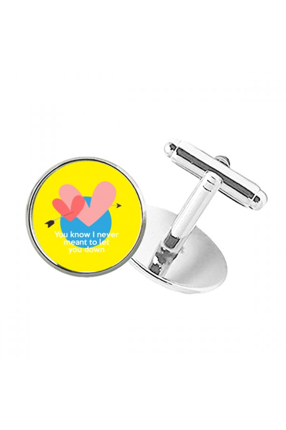 English Classic Emotional Lyrics Disappointed Round Button Cuff Clip Stud Cufflinks
