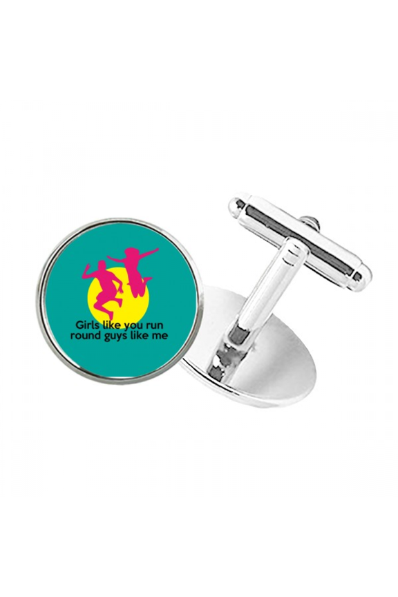 English Classic Emotional Lyrics Girl Round Button Cuff Clip Stud Cufflinks