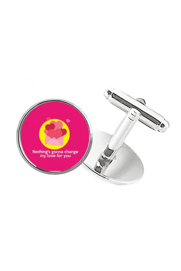 English Classic Emotional Lyrics Love Round Button Cuff Clip Stud Cufflinks
