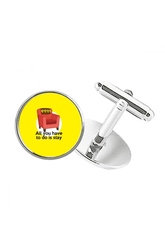 English Classic Emotional Lyrics Stay Round Button Cuff Clip Stud Cufflinks