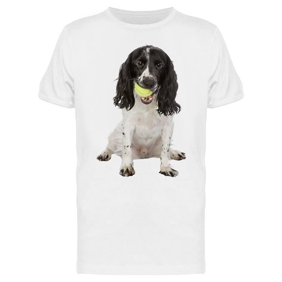 English Cocker Biiting A Ball T-Shirt Men -Image by Shutterstock, Male x-Large