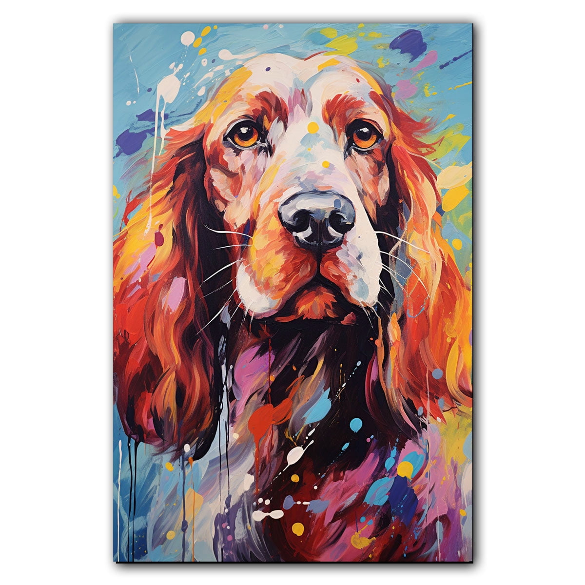 English Cocker Spaniel Canvas Wall Art Colorful Pet Canvas Oil Painting ...