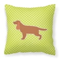 thumbnail image 1 of English Cocker Spaniel Checkerboard Green Fabric Decorative Pillow, 1 of 2