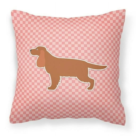 English Cocker Spaniel Checkerboard Pink Fabric Decorative Pillow