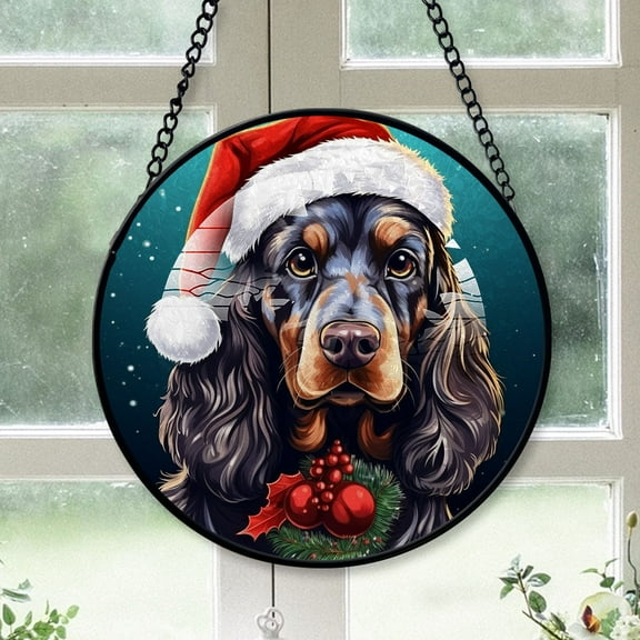 English Cocker Spaniel Christmas Dog Ornament Christmas 2025 - English Cocker Spaniel Dog Christmas Stained Glass Window Hanging Dog Christmas Tree Decor, Xmas Dog Suncatcher