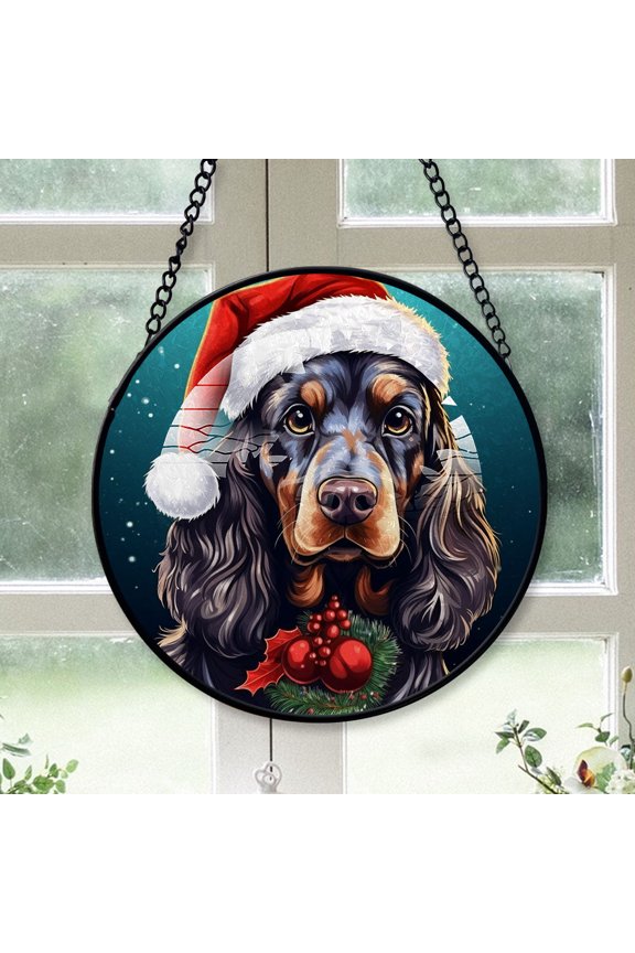 English Cocker Spaniel Christmas Dog Ornament Christmas 2025 - English Cocker Spaniel Dog Christmas Stained Glass Window Hanging Dog Christmas Tree Decor, Xmas Dog Suncatcher