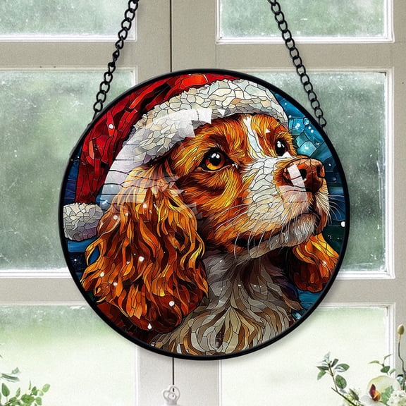 English Cocker Spaniel Christmas Dog Ornament Christmas 2025 - English Cocker Spaniel Dog Christmas Stained Glass Window Hanging Dog Decor, Dog Suncatcher, Xmas, Dog Gifts
