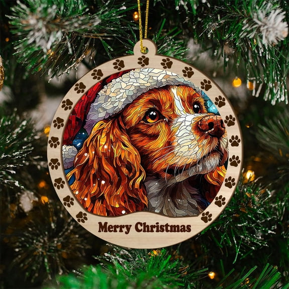 English Cocker Spaniel Christmas Dog Ornament, English Cocker Spaniel Dog Christmas Decor, English Cocker Spaniel Dog Suncatcher Gift, Xmas Decorations, Dog Gifts